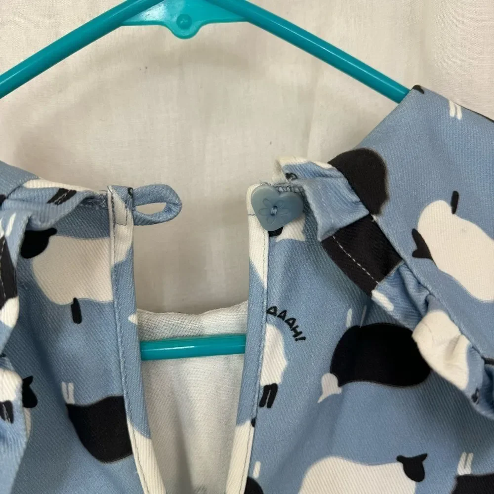 NEW LISA SAYS GAH Stevie Blue Novelty Counting Sheep Print Denim Midi Dress XS - Picture 13 of 17